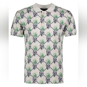 NWT Elevenparis Pineapple Skull Short Sleeve Polo